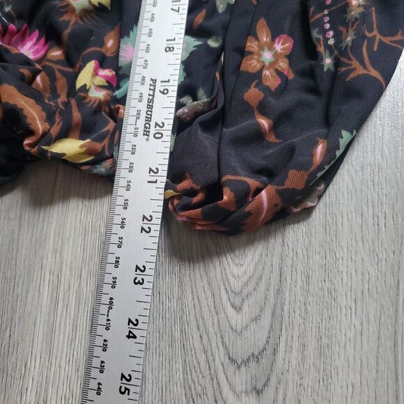 Free People Top Large Black Floral Boho Whimsigoth Dark Cottagecore Fairy Grunge - Picture 5 of 8